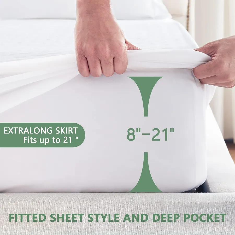 Fits Like a Fitted Sheet, Up to 21″ Deep: GOPOONY waterproof mattress protector
